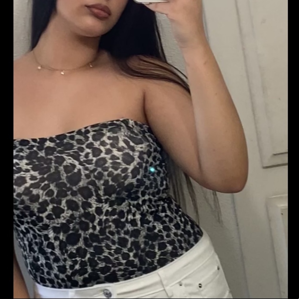 Cheetah print black and whit tube top strapless